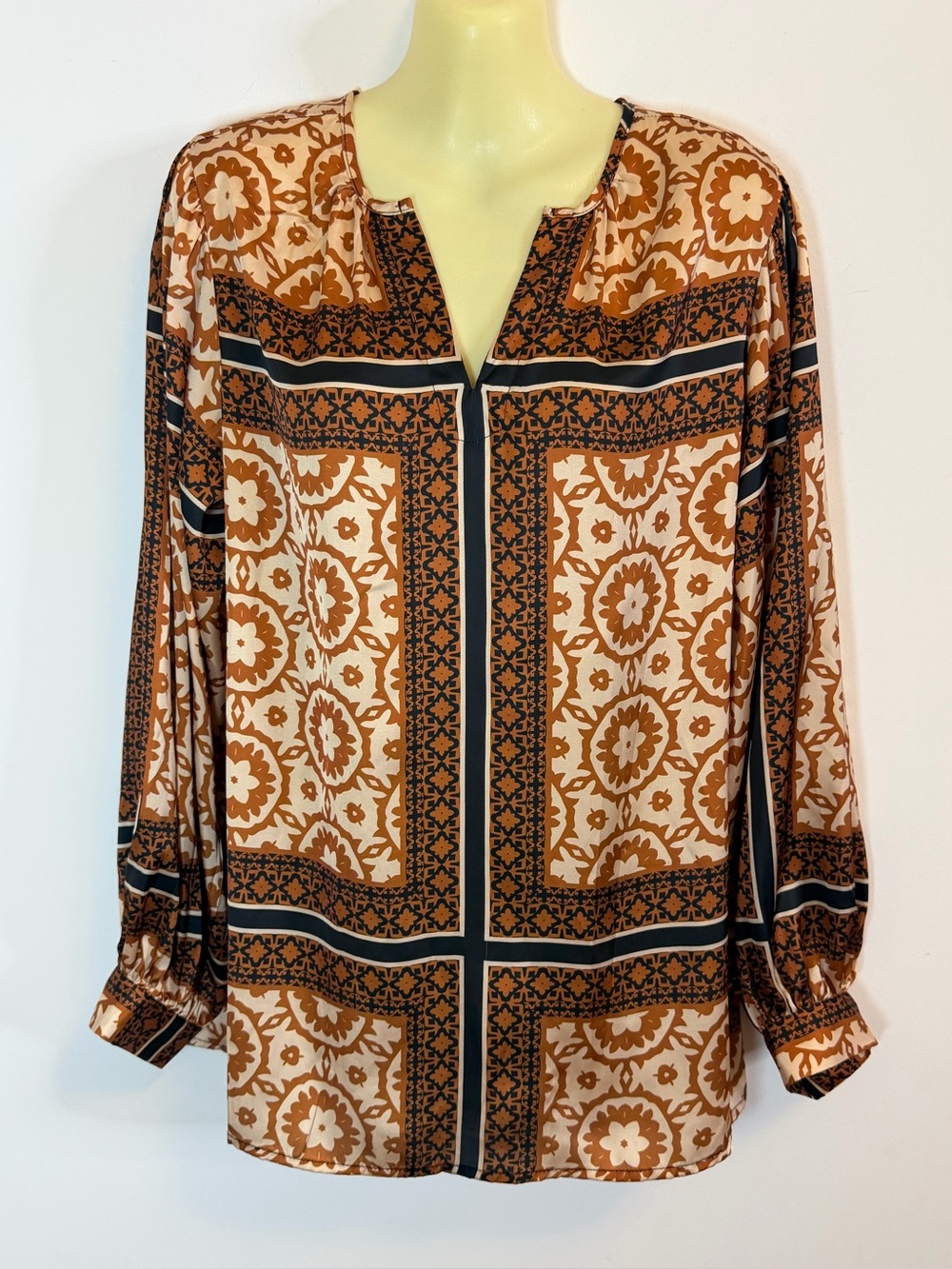 Insight Brown and Cream Printed Blouse
